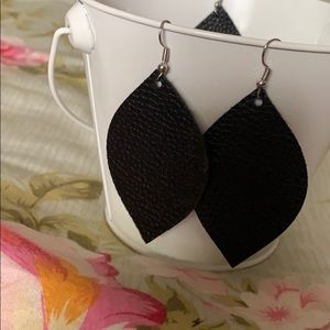 Black Faux Leather Earrings